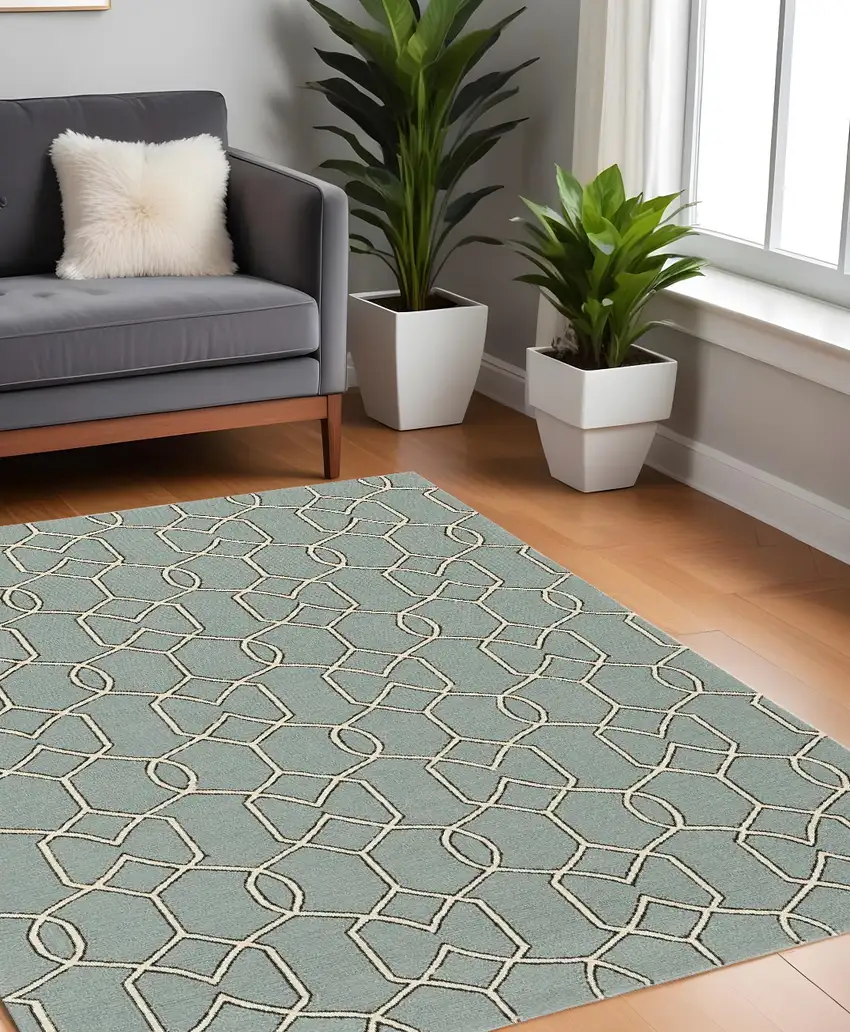 7' Square   Uv Treated Polypropylene Spa Area Rug Photo 1