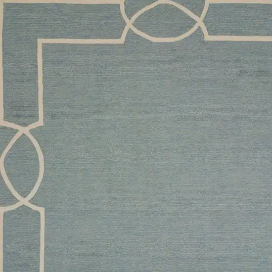 Blue and Ivory Geometric Hand Hooked Area Rug Photo 1