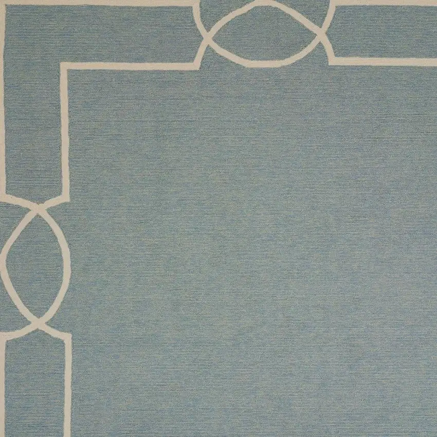 Blue and Ivory Geometric Hand Hooked Area Rug Photo 1
