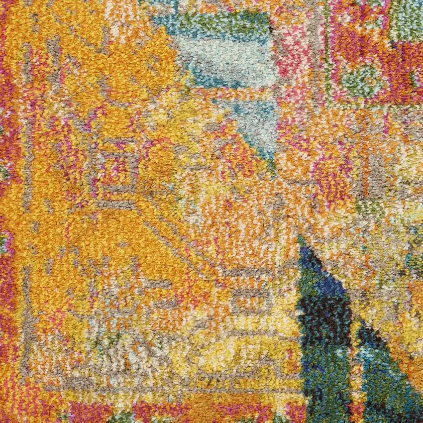 Stained Glass Abstract Power Loom Non Skid Area Rug Photo 3