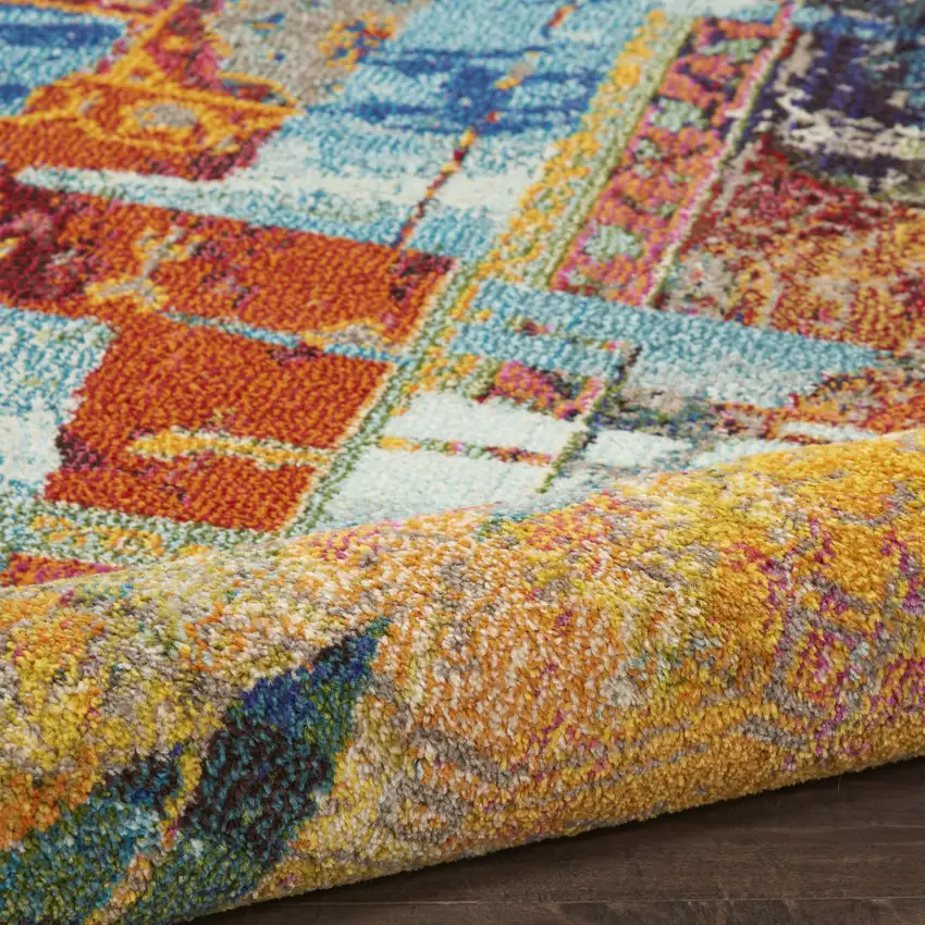 Stained Glass Abstract Power Loom Non Skid Area Rug Photo 9