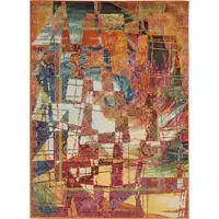 Photo of Stained Glass Abstract Power Loom Non Skid Area Rug