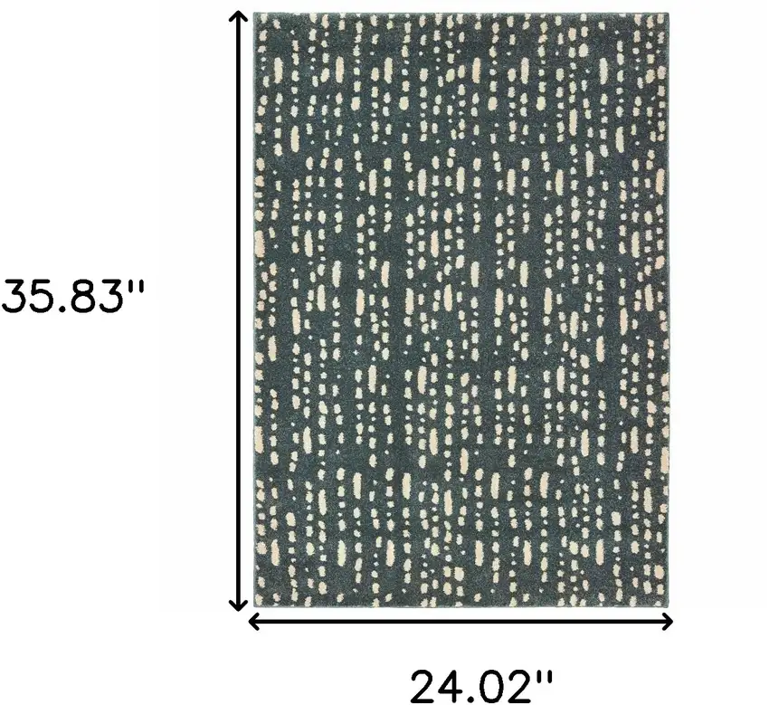 Steel Blue And Ivory Abstract Power Loom Stain Resistant Area Rug Photo 8