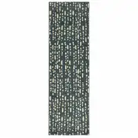 Photo of Steel Blue And Ivory Abstract Power Loom Stain Resistant Runner Rug