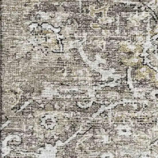 Stone And Coffee Floral Medallion Washable Area Rug With UV Protection Photo 4