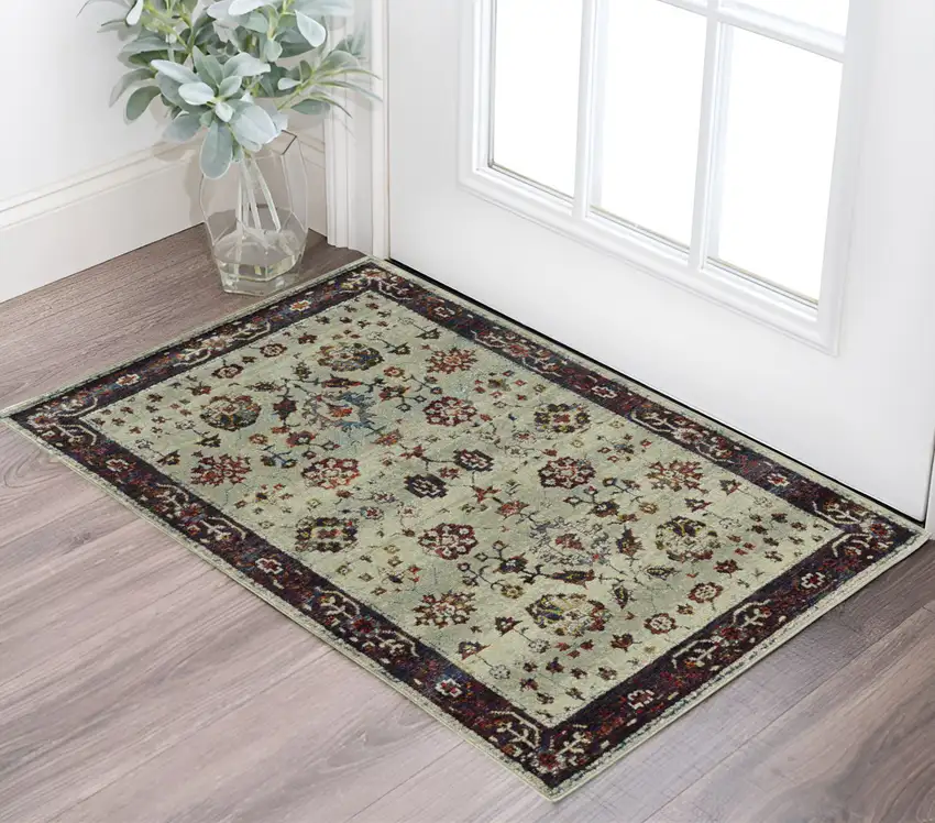 Stone And Red Oriental Area Rug Photo 1