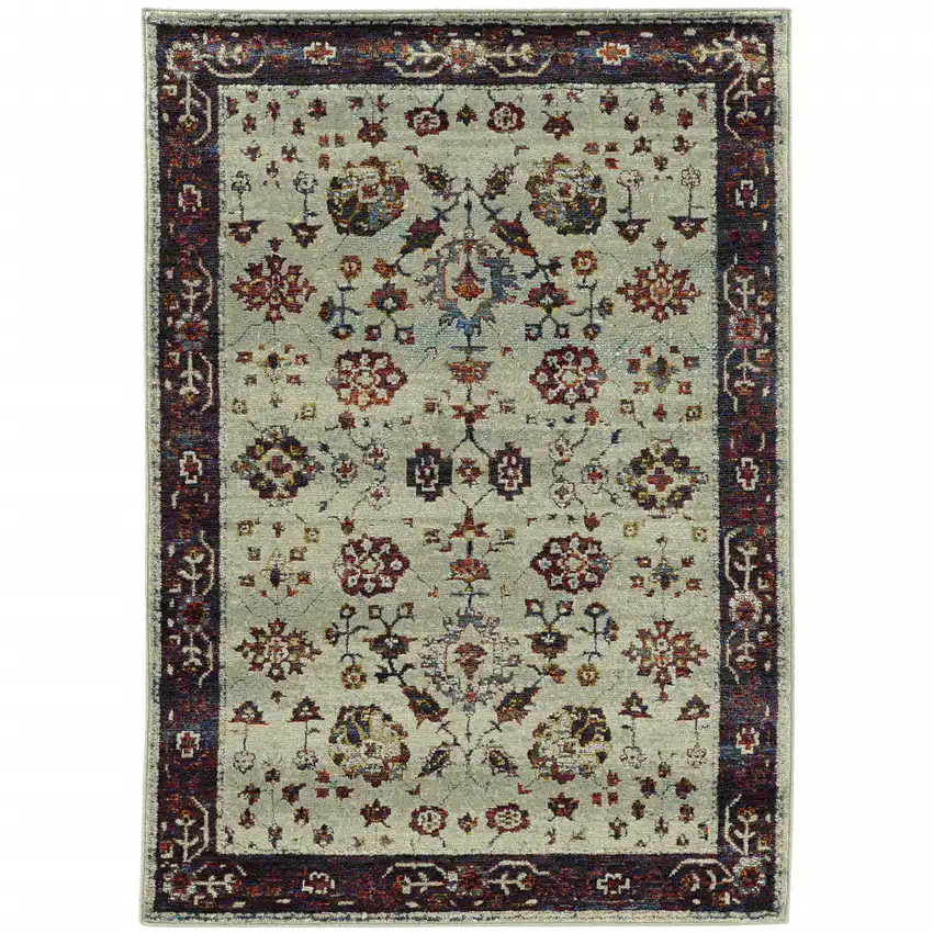 Stone And Red Oriental Area Rug Photo 2