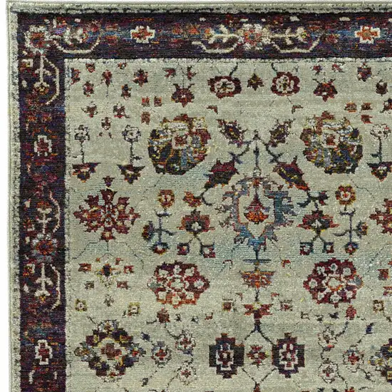 Stone And Red Oriental Power Loom Stain Resistant Area Rug Photo 3