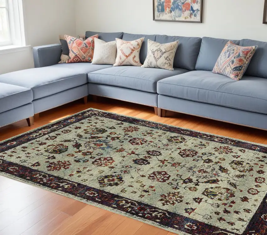 Red and Ivory Oriental Power Loom Area Rug Photo 1