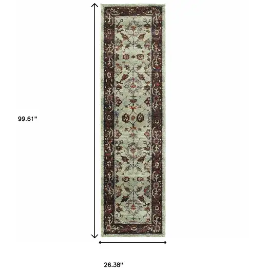 8' Red And Ivory Oriental Runner Rug Photo 3