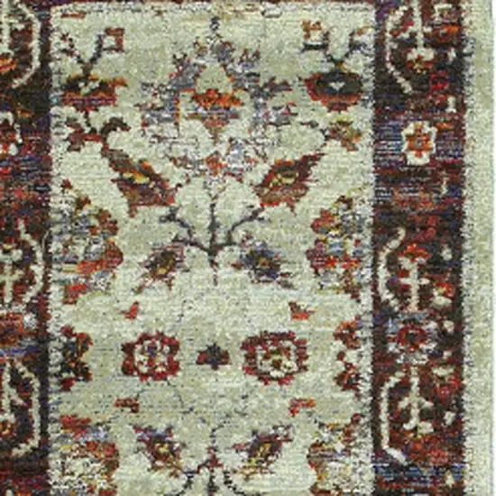 8' Red And Ivory Oriental Runner Rug Photo 4