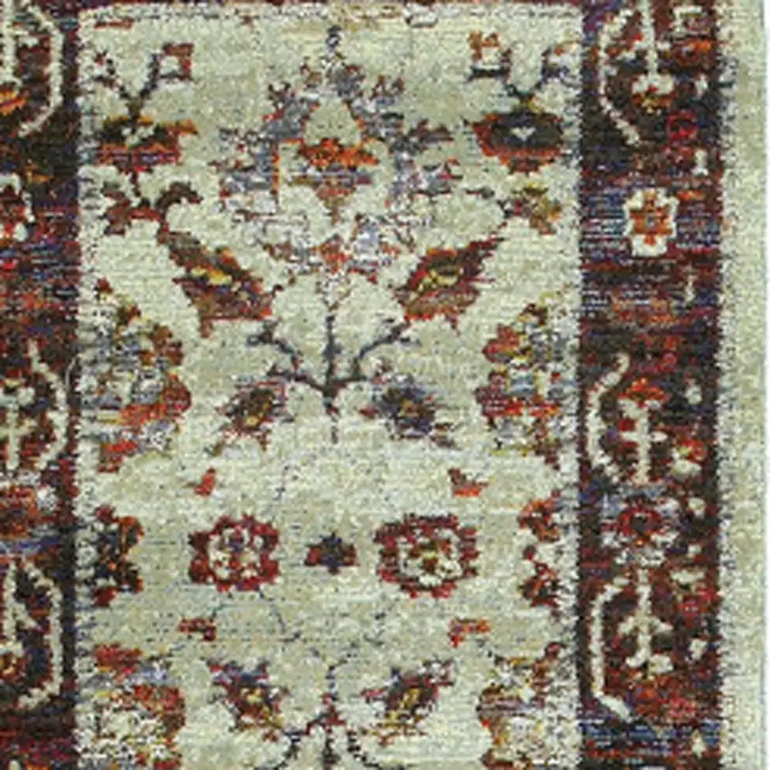 8' Red And Ivory Oriental Runner Rug Photo 4