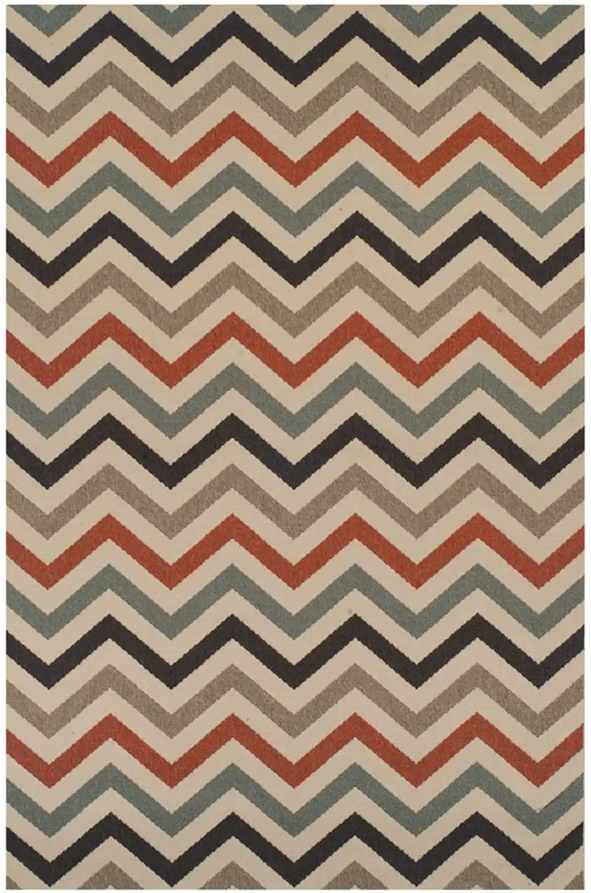 Stone Chevron Power Loom Stain Resistant Area Rug With Fringe Photo 1
