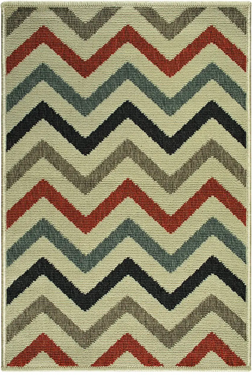 Stone Chevron Stain Resistant Indoor Outdoor Area Rug Photo 1