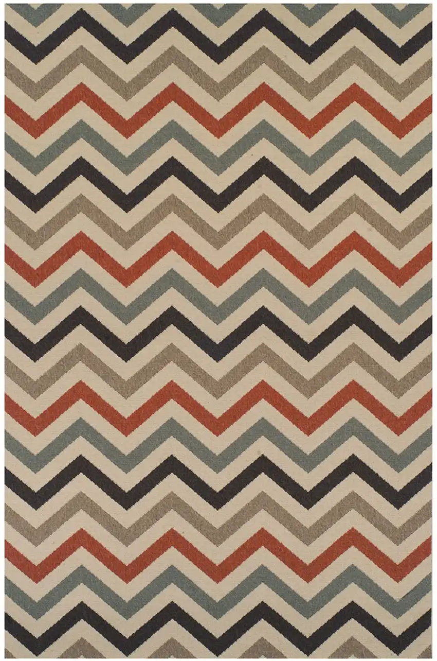 Stone Chevron Stain Resistant Indoor Outdoor Area Rug Photo 1