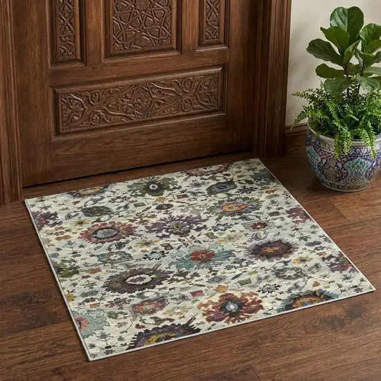Stone Purple And Green Oriental Area Rug Photo 1