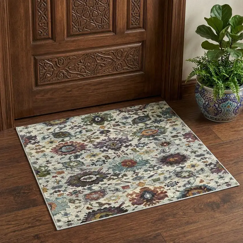 Stone Purple And Green Oriental Area Rug Photo 1