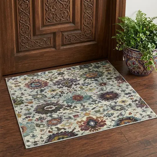 Stone Purple And Green Oriental Area Rug Photo 1