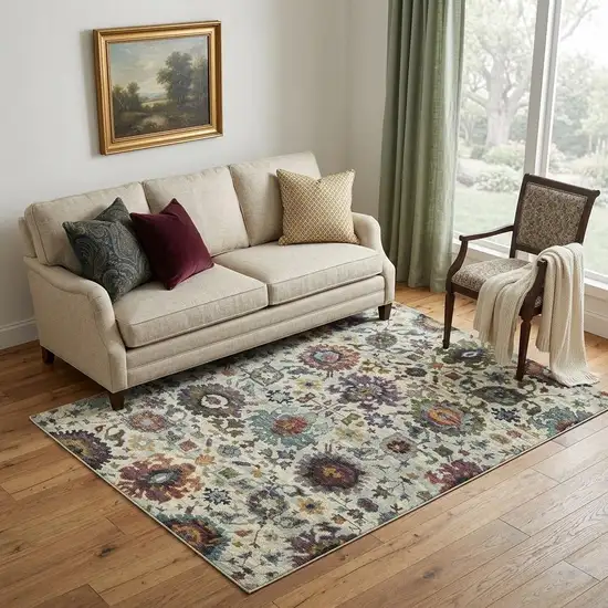 Stone Purple And Green Oriental Area Rug Photo 1