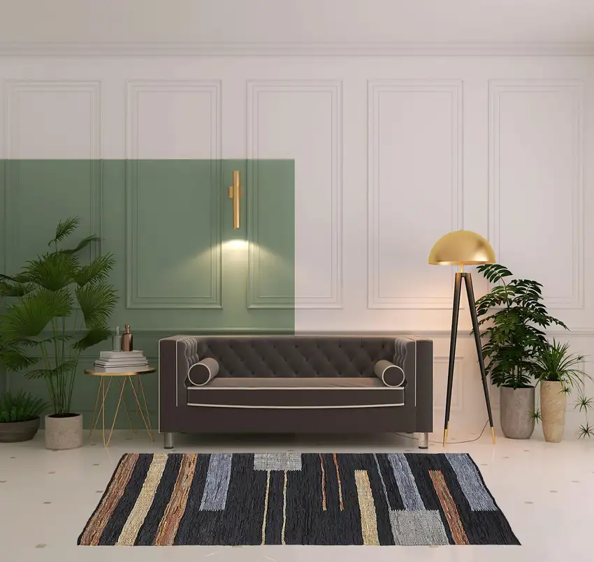 Striped Hand Woven Stain Resistant Area Rug Photo 7