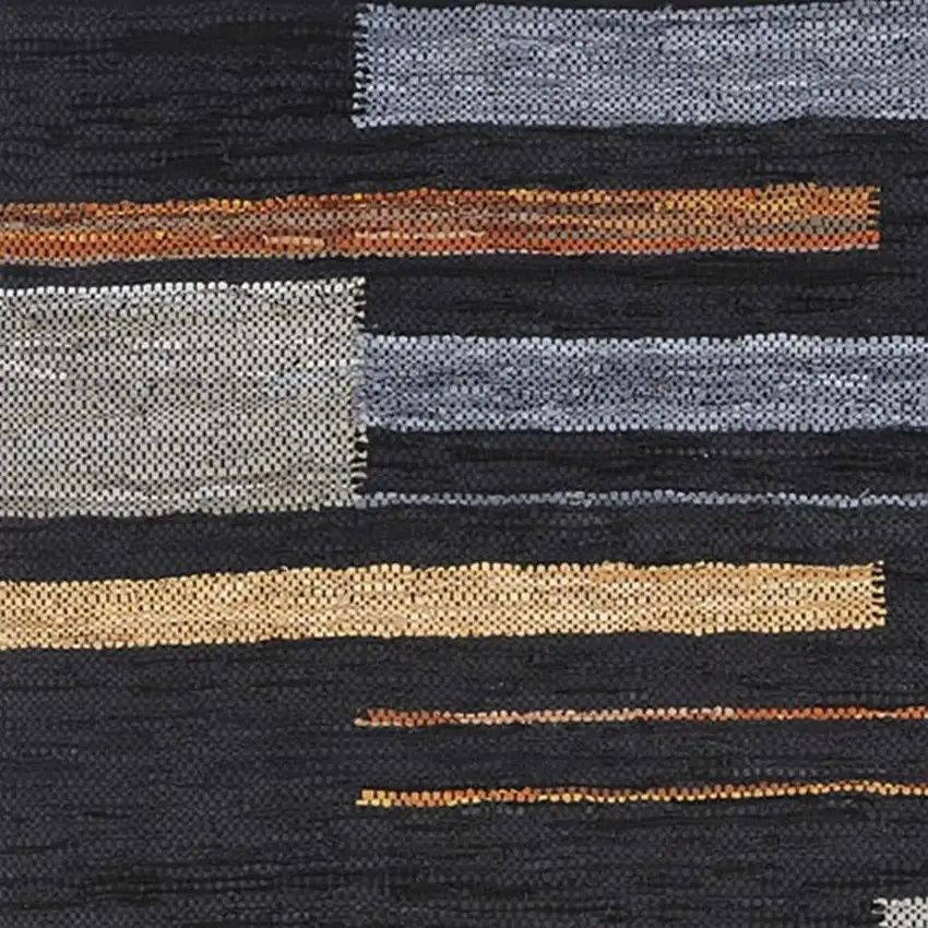 Navy Blue Black And Brown Striped Flatweave Handmade Area Rug Photo 7