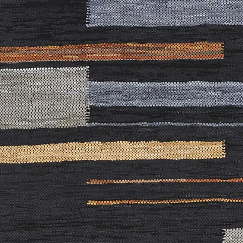 Navy Blue Black And Brown Striped Flatweave Handmade Area Rug Photo 8