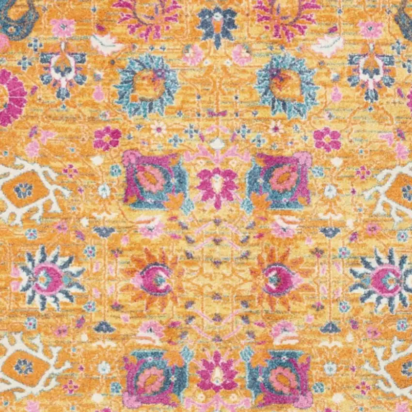 Blue And Orange Floral Distressed Area Rug Photo 1