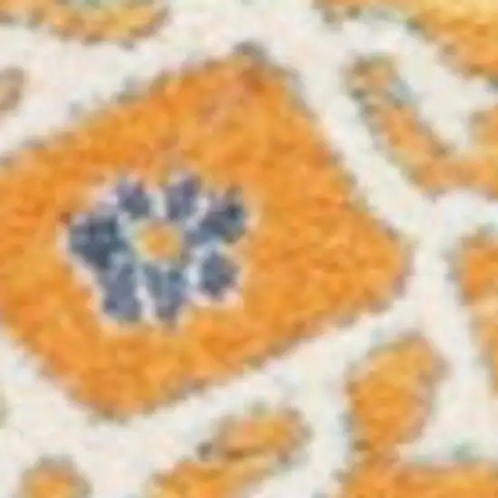 Blue And Orange Floral Distressed Area Rug Photo 5