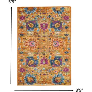 Photo of Sun Gold and Navy Distressed Area Rug