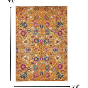 Photo of Sun Gold and Navy Distressed Area Rug