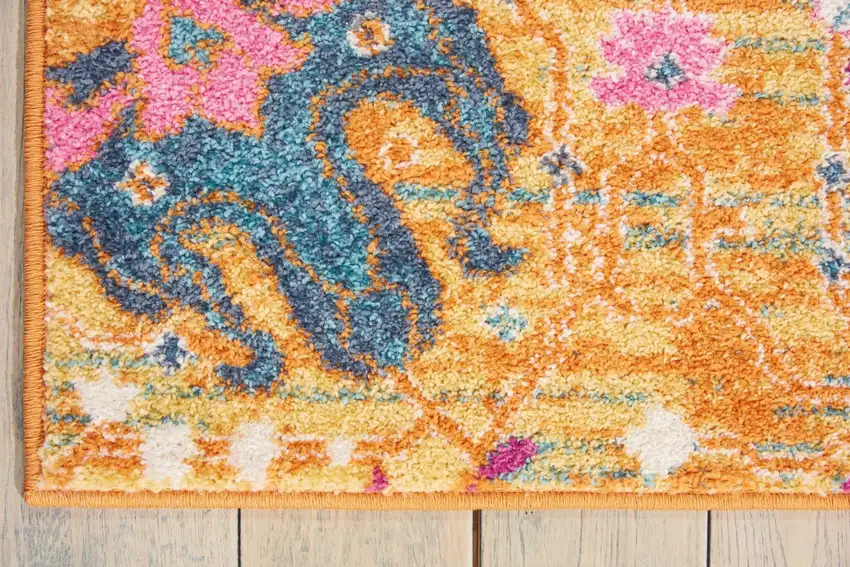 Sun Gold and Navy Distressed Area Rug Photo 2