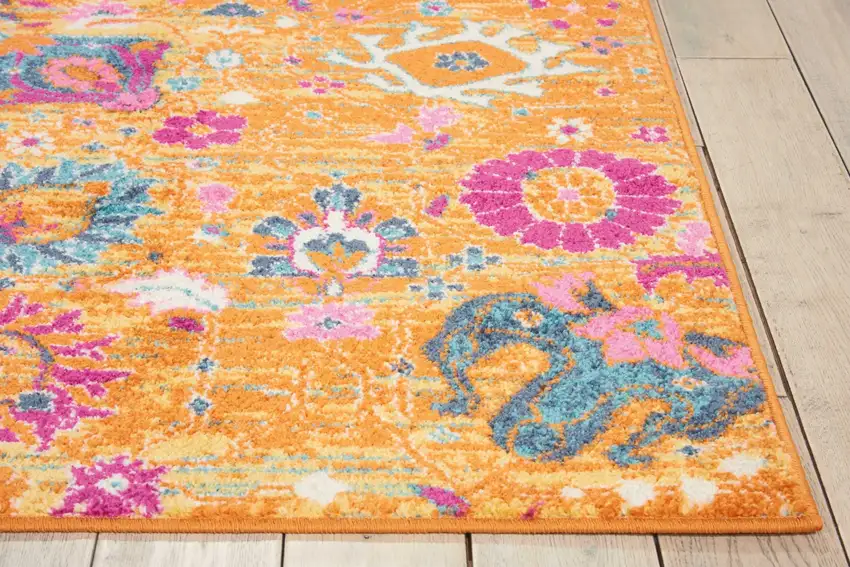 Sun Gold and Navy Distressed Area Rug Photo 6