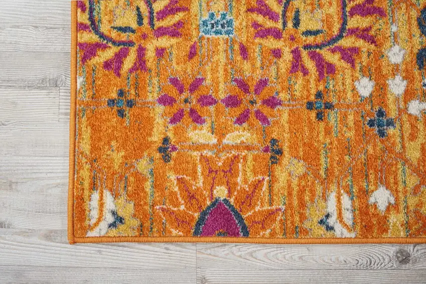 Sun Gold and Navy Distressed Area Rug Photo 4