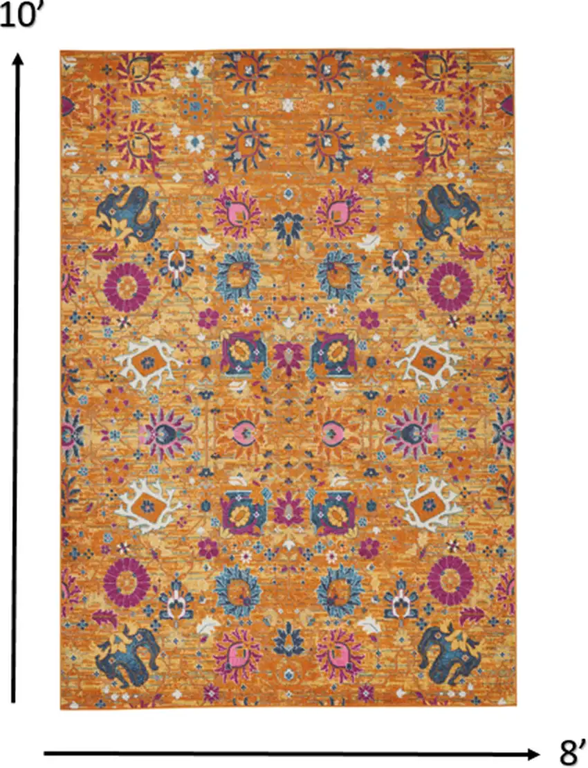 Sun Gold and Navy Distressed Area Rug Photo 3