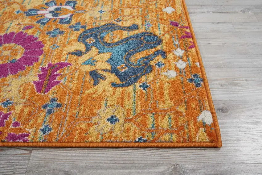 Sun Gold and Navy Distressed Area Rug Photo 6