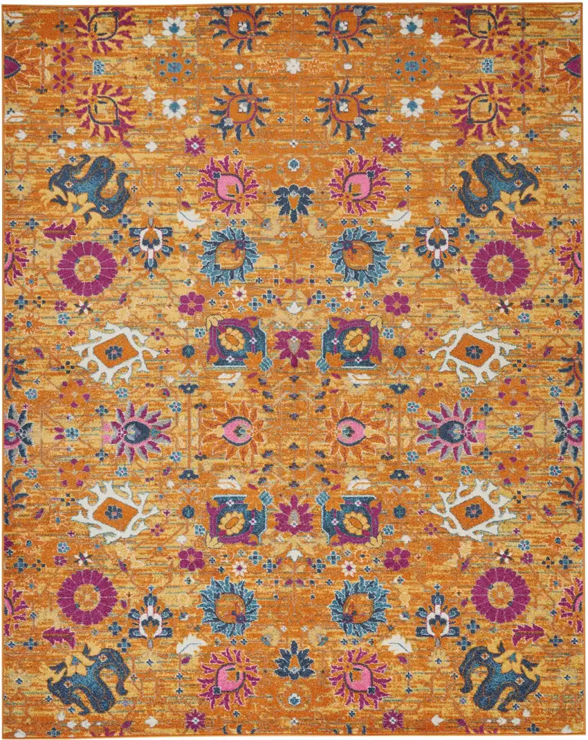 Sun Gold and Navy Distressed Area Rug Photo 1