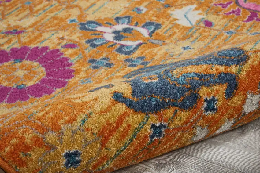 Sun Gold and Navy Distressed Area Rug Photo 2