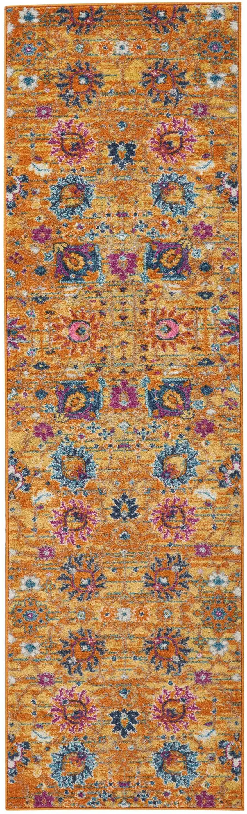 8' Sunset Floral Power Loom Runner Rug Photo 7
