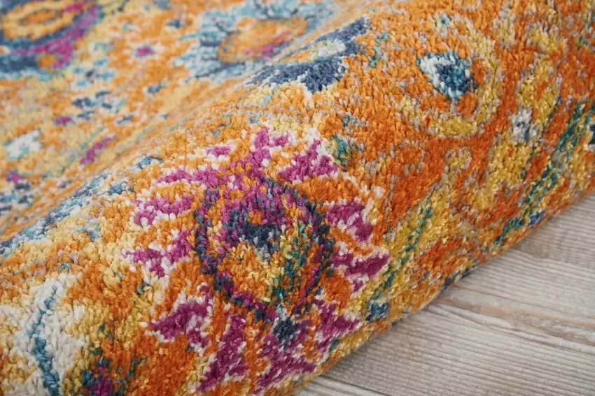 Sun Gold and Navy Distressed Runner Rug Photo 4