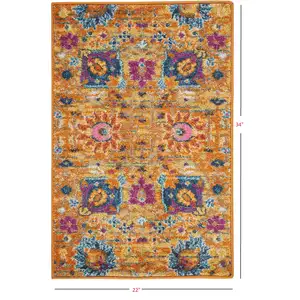 Photo of Sun Gold and Navy Distressed Scatter Rug