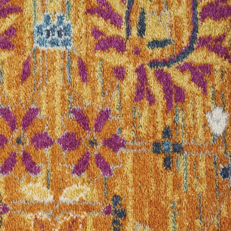 Sun Gold and Navy Distressed Scatter Rug Photo 3