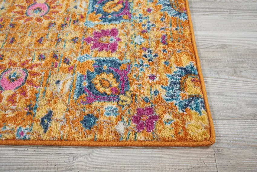 Sun Gold and Navy Distressed Scatter Rug Photo 6