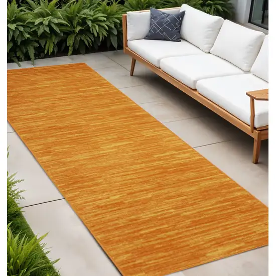 8' Orange Indoor Outdoor Runner Rug Photo 1