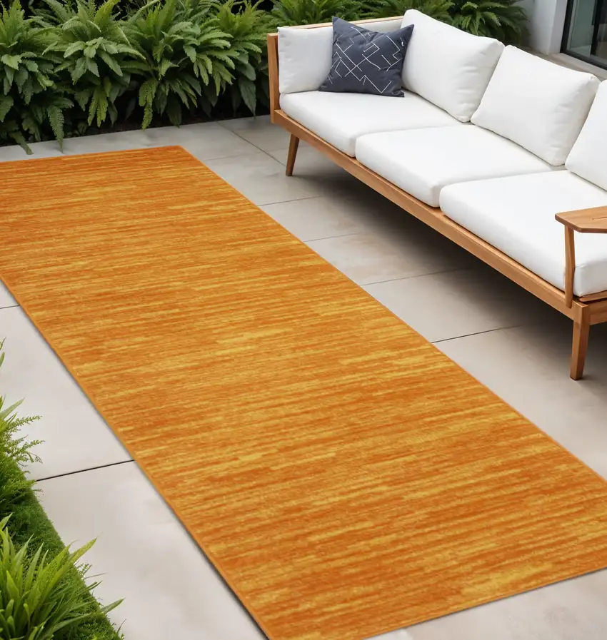 8' Orange Indoor Outdoor Runner Rug Photo 1