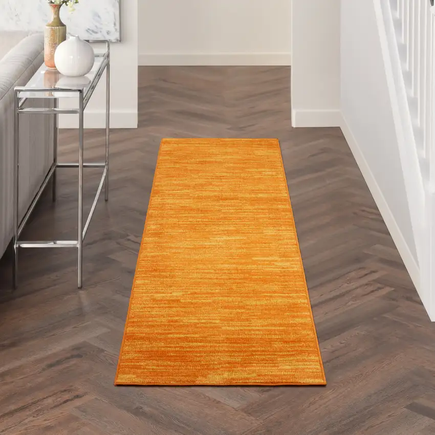 8' Orange Indoor Outdoor Runner Rug Photo 4