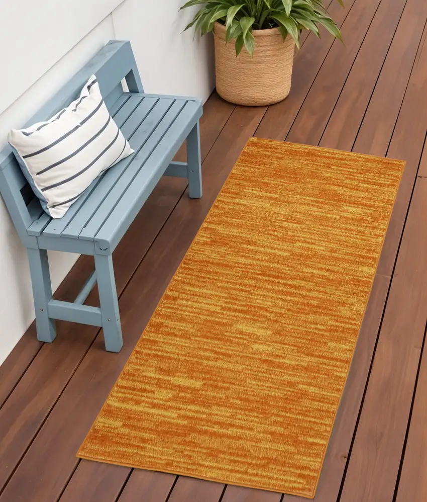 Orange Indoor Outdoor Runner Rug Photo 1