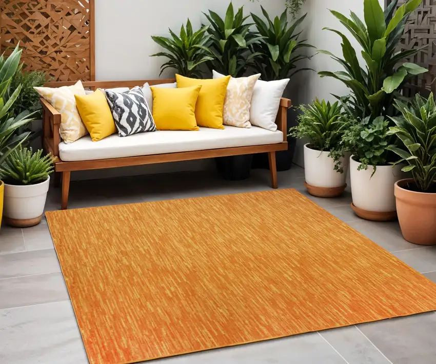 Orange Square Indoor Outdoor Area Rug Photo 1