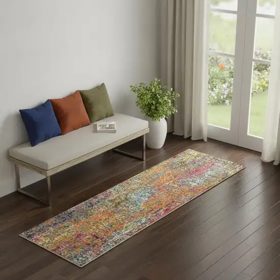 2' X 6' Sunset Abstract Power Loom Non Skid Area Rug Photo 1