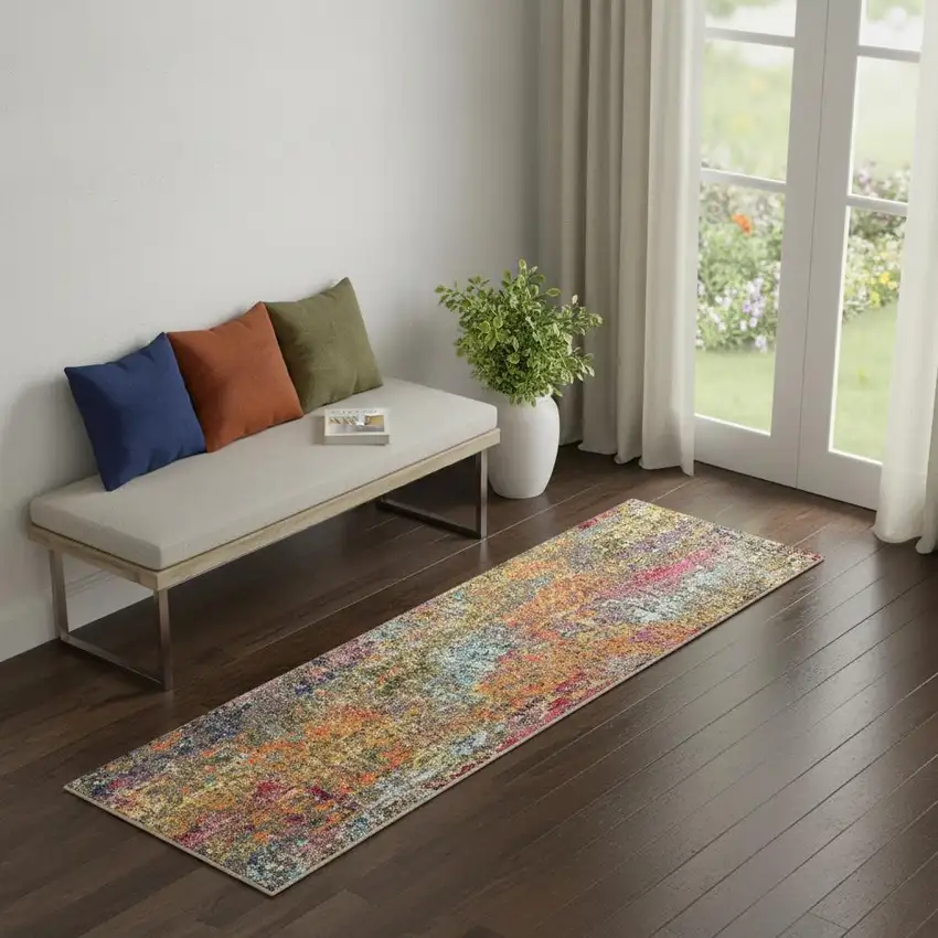 2' X 6' Sunset Abstract Power Loom Non Skid Area Rug Photo 1