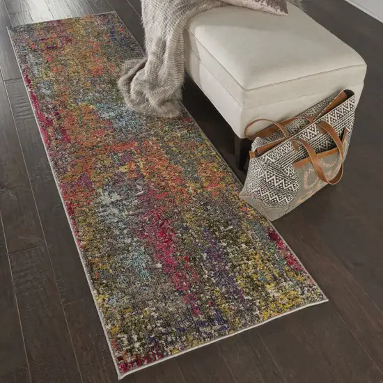 2' X 6' Sunset Abstract Power Loom Non Skid Area Rug Photo 4